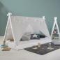 Preview: Kinderbett mit Matratze TIPI - Jugendbett weiss grau Holzbett Kinderzimmer Stoff Bettkasten, 90x200 cm