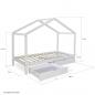 Preview: Kinderbett Hausbett Kinderhaus Spielbett Holzbett Bettkasten Natur Weiss Grau, 90x200 cm