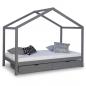 Preview: Kinderbett Hausbett Kinderhaus Spielbett Holzbett Bettkasten Natur Weiss Grau, 90x200  cm