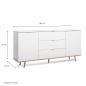 Preview: Sideboard Kommode Weiss Holz mit Schubladen Wohnzimmerschrank - 180x87x40cm