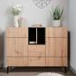 Preview: sideboard-kommode-eiche-holz-in-natur-schwarz-wohnzimmerschrank-120x90x40cm