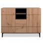 Preview: sideboard-kommode-eiche-holz-in-natur-schwarz-wohnzimmerschrank-120x90x40cm