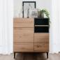 Preview: sideboard-kommode-eiche-holz-in-natur-schwarz-wohnzimmerschrank-80x90x40cm