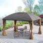 Preview: gartenpavillon-partyzelt-faltpavillon-festzelt-4x-doppel-seitenteile-wasserdicht-2-laternenhaken-alu-polyester-braun-ca-4x3x2-8m