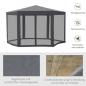 Preview: pavillon-gartenpavillon-mit-moskitonetz-partyzelt-gartenzelt-festzelt-zelt-6-eckig-polyester-metall-grau-394x341-2x250cm