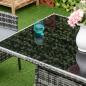 Preview: gartentisch-glastisch-esstisch-gartenmoebel-tisch-polyrattan-sicherheitsglas-grau-schwarz-150x85x74cm