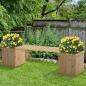 Preview: hochbeet-gartenbank-mit-2-pflanzkasten-holz-sitzbank-mit-blumenkasten-garten-holzbank-parkbank-natur-176x38x40cm