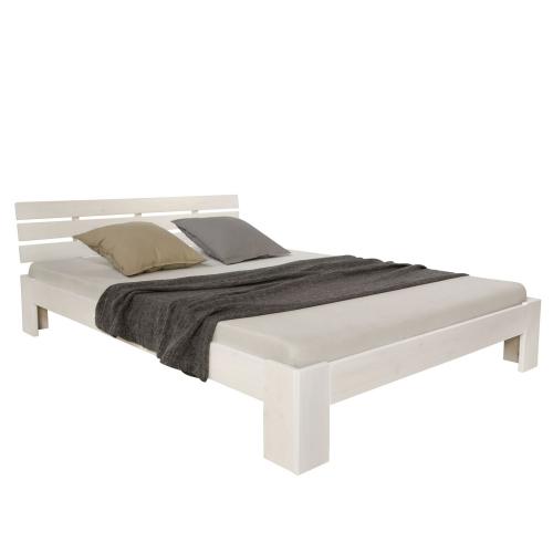 Doppelbett - weiss, 140 x 200 cm - Massivholz Bettgestell Einzelbett Holzbett Futonbett