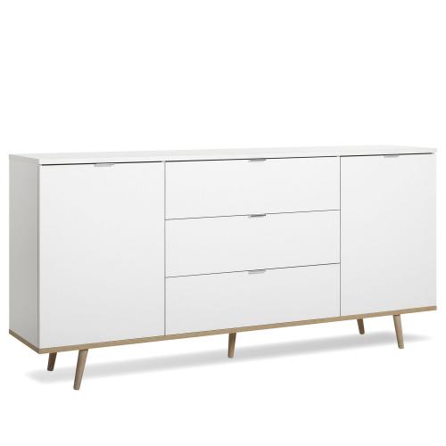 Sideboard Kommode Weiss Holz mit Schubladen Wohnzimmerschrank - 180x87x40cm