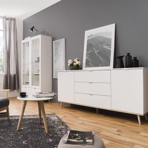 Sideboard Kommode Weiss Holz mit Schubladen Wohnzimmerschrank - 180x87x40cm