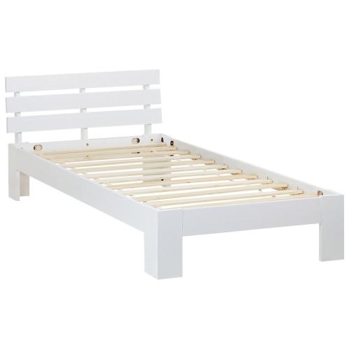 Einzelbett - weiss, 90 x 200 cm - Massivholz Bettgestell Holzbett Futonbett