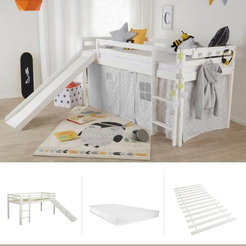 hochbett-spielbett-kinderbett-mit-lattenrost-matratze-leiter-rutsche-weiss-holz-massiv-90x200cm