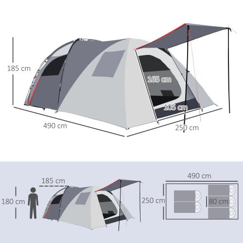 campingzelt-fuer-4-5-personen-zwei-innenraeume-herausnehmbare-bodenmatte-grau-490x250x185cm