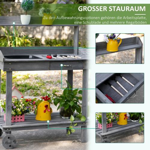 pflanztisch-mit-schublade-2-stufen-gaertnertisch-mit-waschbecken-und-rollen-garten-tannenholz-grau-92x45x119cm