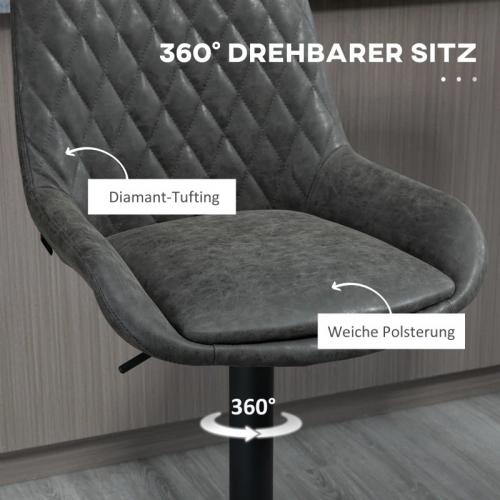 Barhocker-Set Küchenhocker Designhocker höhenverstellbar mit Fussstütze Dunkelgrau & Schwarz, 51x59x117cm