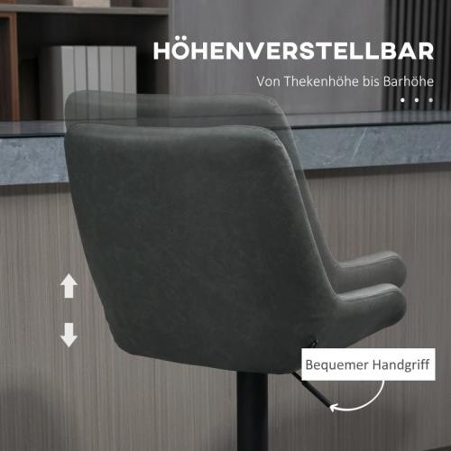 Barhocker-Set Küchenhocker Designhocker höhenverstellbar mit Fussstütze Dunkelgrau & Schwarz, 51x59x117cm