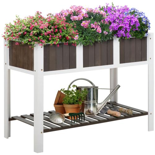 hochbeet-pflanztisch-gartenarbeitstisch-hoelzerne-gartenbeete-fuer-gemuese-blumen-pflanzkuebel-mit-regal-tanne-nicht-gewebter-stoff-weiss-grau-119x57x89cm