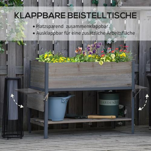 hochbeet-pflanzkasten-mit-2-faltbaren-ablagen-unterer-ablageflaeche-blumenkasten-blumentopf-kraeuterbeet-massivholz-hellgrau-140x46x75-5cm