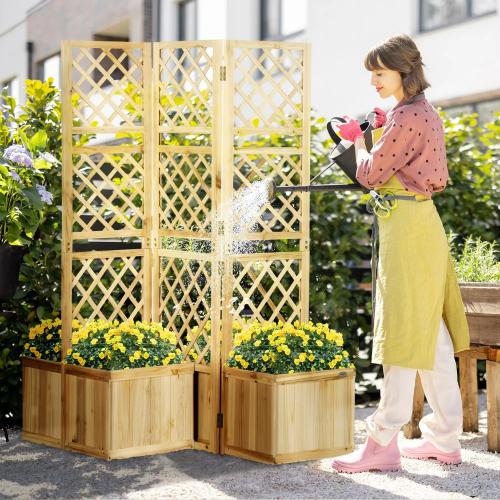 paravent-sichtschutz-fuer-garten-dreifach-klappbar-4-blumenkaesten-massivholz-naturfarbe-133x62x165cm