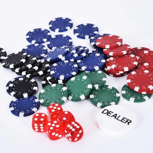 Pokerkoffer Pokerset 200 Pokerchips 2xKartenspiel 5xWürfel 1xAlukoffer Poker Set Jetons Koffer Alu+ Polystyrol 29,5x20,5x6,5 cm