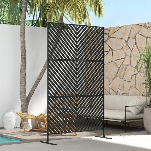 sichtschutz-garten-gartenabtrennung-geometrische-formen-metall-schwarz-122x45x198cm