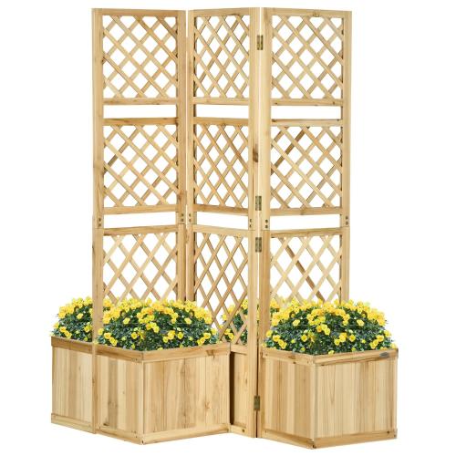 paravent-sichtschutz-fuer-garten-dreifach-klappbar-4-blumenkaesten-massivholz-naturfarbe-133x62x165cm