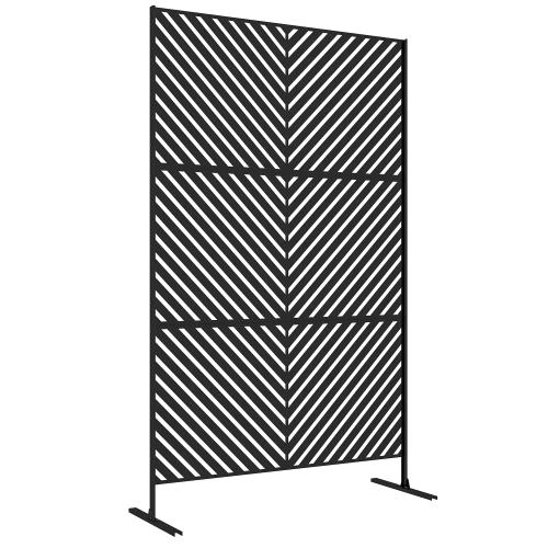 sichtschutz-garten-gartenabtrennung-geometrische-formen-metall-schwarz-122x45x198cm