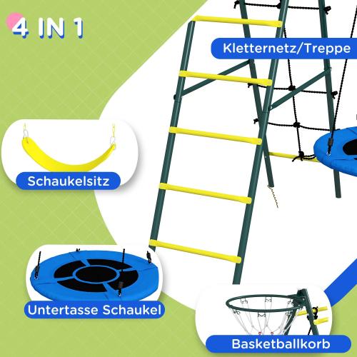 kinderschaukel-set-4-in-1-schaukelgeruest-schaukelgestell-mit-2-schaukeln-basketballkorb-kletterleiter-gartenschaukel-fuer-3-8-jahre-kinder-stahl-gelb