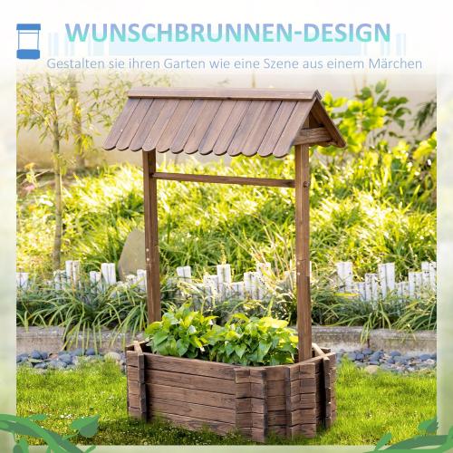 hochbeet-holzbrunnen-mit-dach-blumenkuebel-wunschbrunnen-pflanzkasten-blumentopf-rosenbogen-garten-holz-rustikales-braun-93x55x137cm