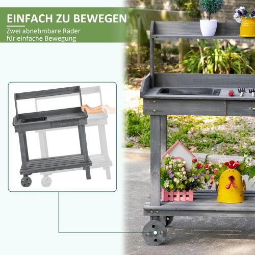 pflanztisch-mit-schublade-2-stufen-gaertnertisch-mit-waschbecken-und-rollen-garten-tannenholz-grau-92x45x119cm