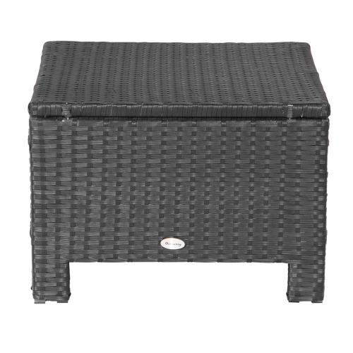 poly-rattan-hocker-mit-kissen-sitzhocker-schwarz-cremeweiss-50x50x35cm