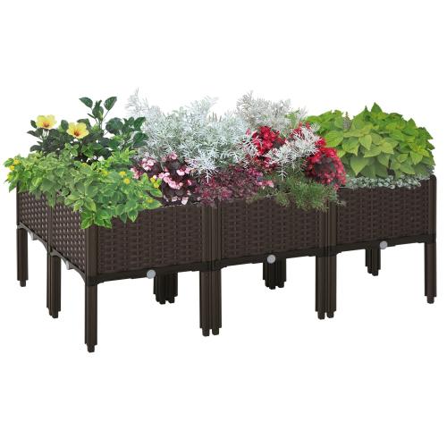 hochbeet-6-teiliger-pflanzkasten-mit-abflussloechern-rattan-look-blumenkasten-diy-braun-40x40x44cm