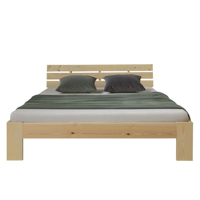 Doppelbett - natur, 160 x 200 cm - Massivholz Bettgestell Holzbett Futonbett  Bett Einzelbett