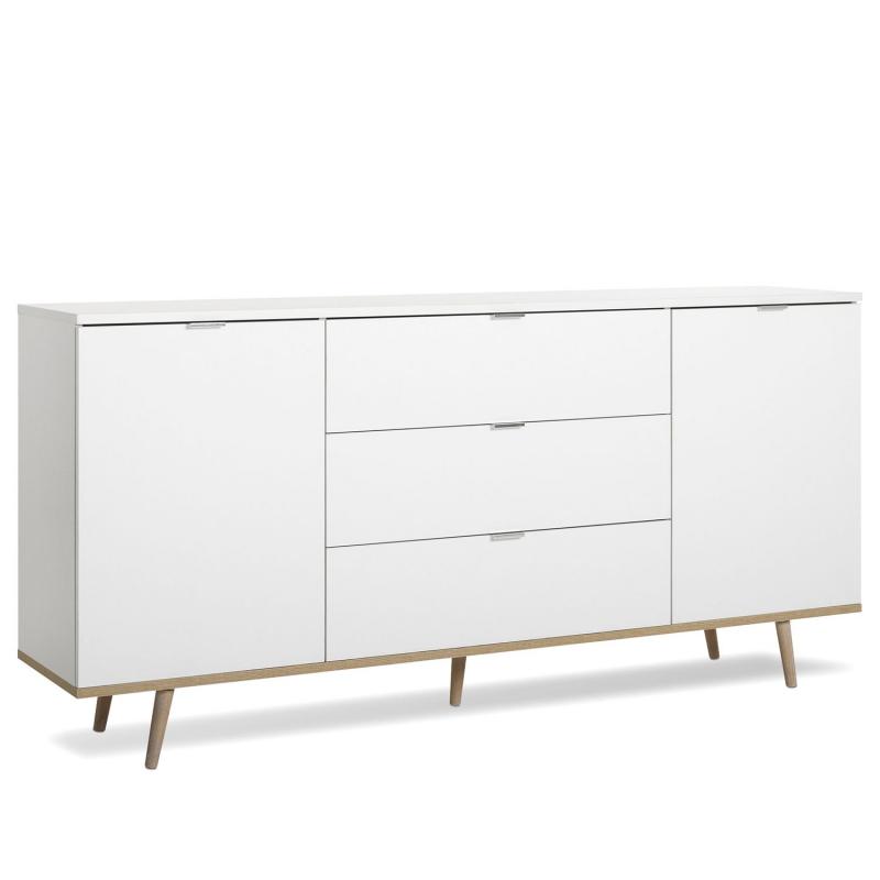 Sideboard Kommode Weiss Holz mit Schubladen Wohnzimmerschrank - 180x87x40cm