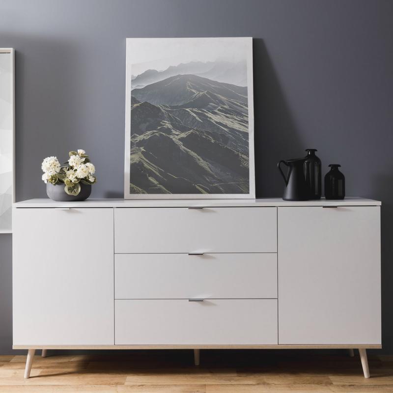 Sideboard Kommode Weiss Holz mit Schubladen Wohnzimmerschrank - 180x87x40cm