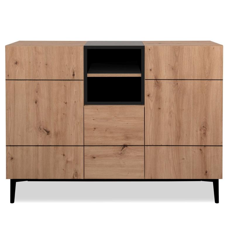 sideboard-kommode-eiche-holz-in-natur-schwarz-wohnzimmerschrank-120x90x40cm