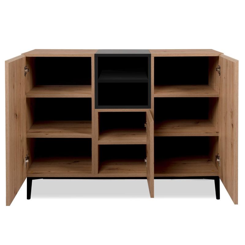 sideboard-kommode-eiche-holz-in-natur-schwarz-wohnzimmerschrank-120x90x40cm