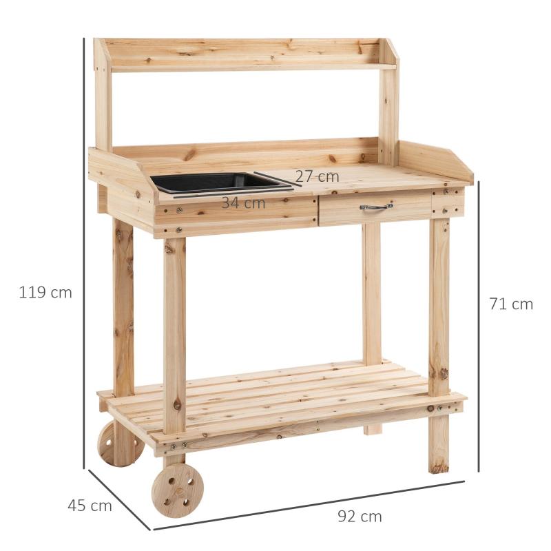 pflanztisch-mit-schublade-2-stufen-gaertnertisch-mit-waschbecken-und-rollen-garten-tannenholz-natur-92x45x119cm