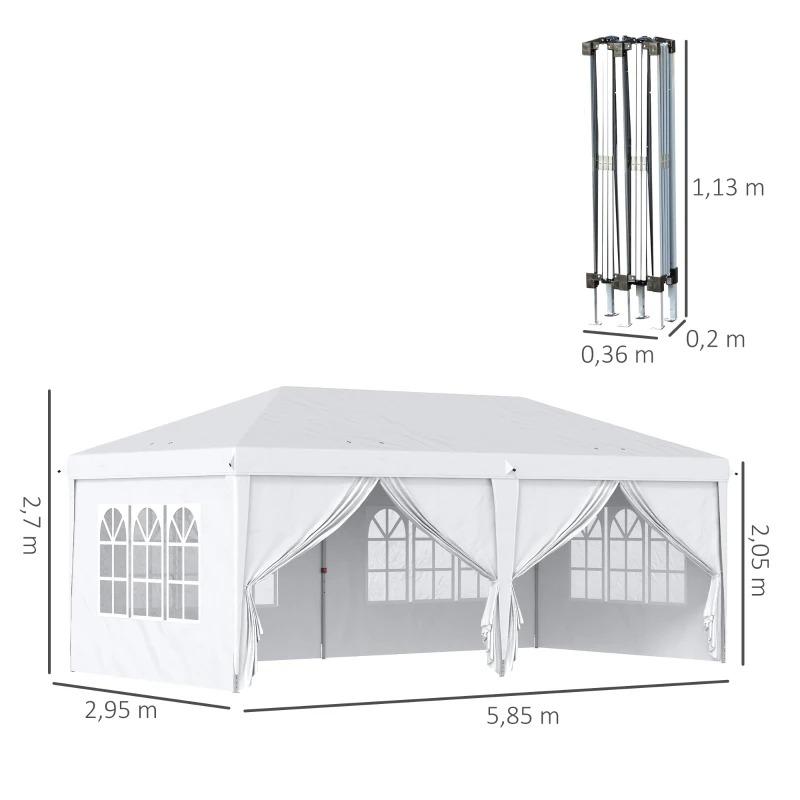 faltpavillon-6x3m-abnehmbare-seitenwaende-grosse-fenster-reissverschlusstueren-stahlrahmen-weiss