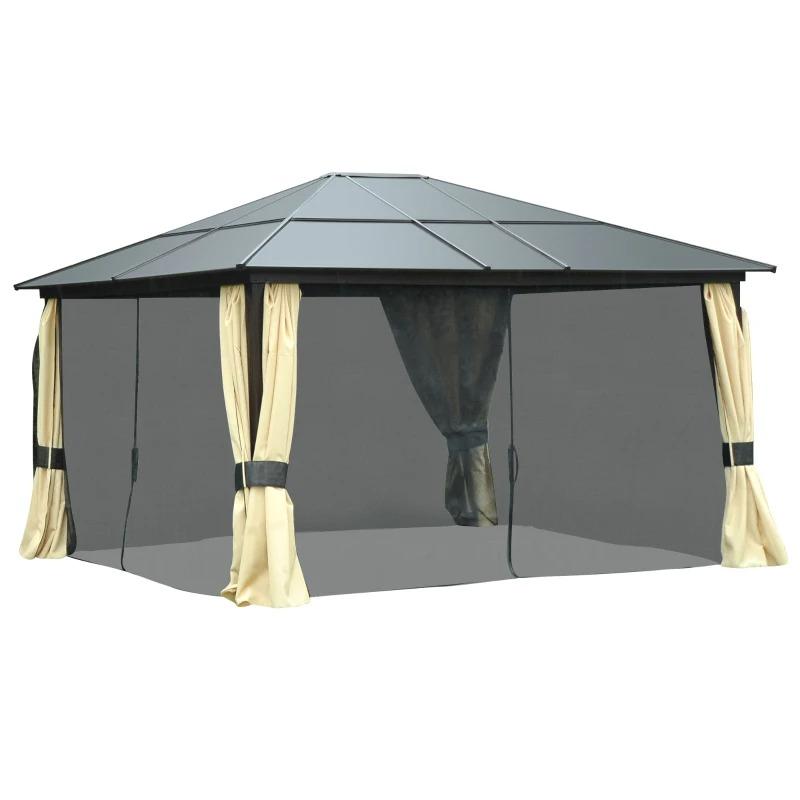 hardtop-gartenpavillon-4-2x3-6m-vorhaenge-mit-fliegennetz-alugestell-braun-creme