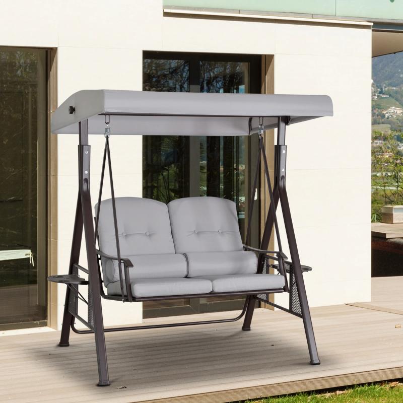 2-sitzer-hollywoodschaukel-gartenschaukel-mit-sonnendach-kissen-tablett-metall-polyester-grau-162x118x173cm