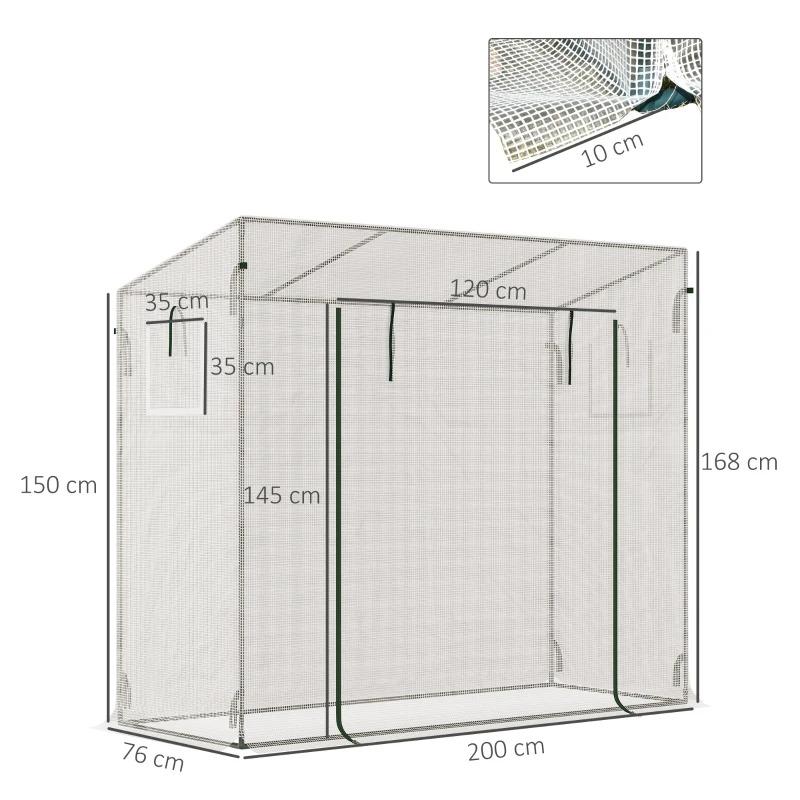 gewaechshaus-mit-seitenfenster-aufrollbare-tuer-winddicht-stahlrahmen-kunststoffplane-weiss-200x68x196cm