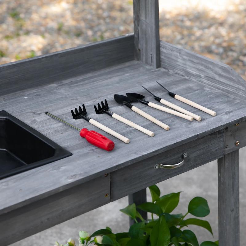 pflanztisch-mit-schublade-2-stufen-gaertnertisch-mit-waschbecken-und-rollen-garten-tannenholz-grau-92x45x119cm