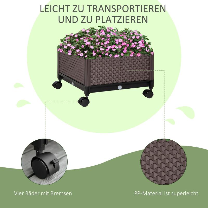 hochbeet-1-teilig-mit-rollen-pflanzkasten-mit-abflussloechern-blumenkasten-blumenkuebel-kunststoff-braun-50x50x33cm