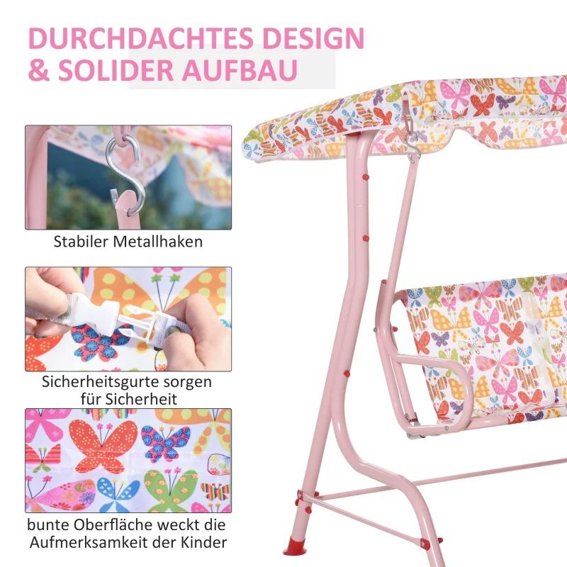 kinder-hollywoodschaukel-kinderschaukel-mit-sonnendach-2-sitzer-gartenschaukel-fuer-3-6-jahre-metall-rosa-110lx70bx110hcm