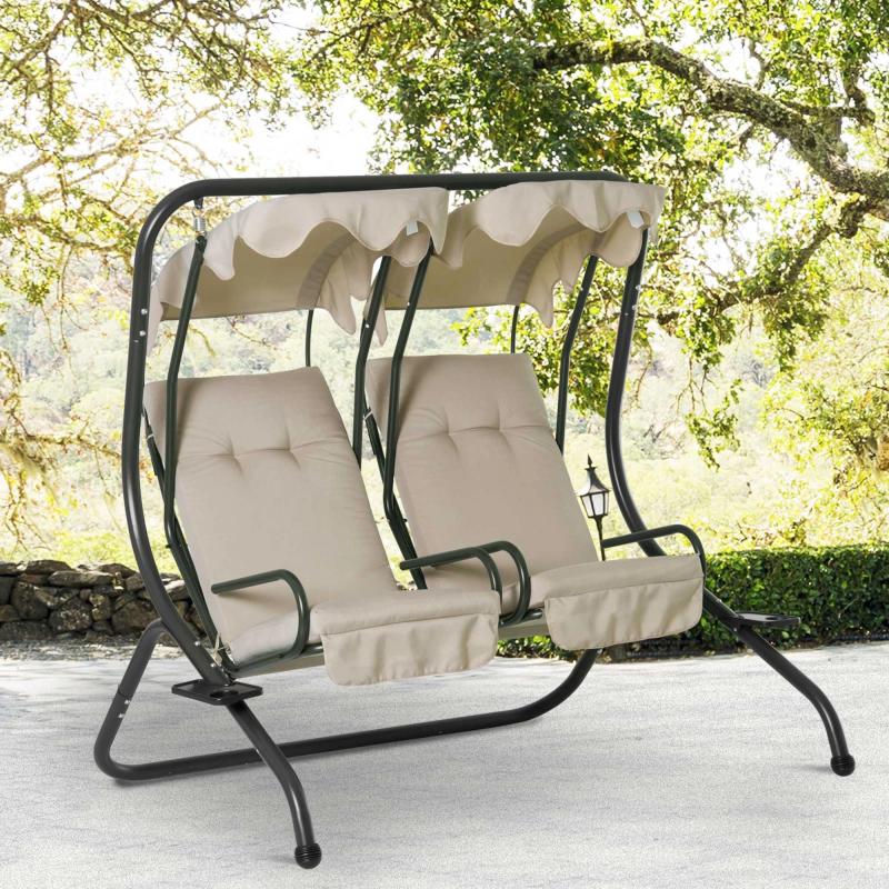 2-sitzer-hollywoodschaukel-gartenschaukel-mit-sonnendach-garten-stahl-beige-170x136x170cm