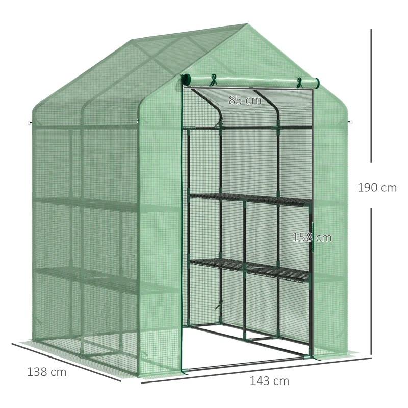 foliengewaechshaus-begehbares-gewaechshaus-mit-8-regalebenen-tomatengewaechshaus-treibhaus-fruehbeet-mit-tuer-gruen-stahl-pe-kunststoff-143x138x195cm