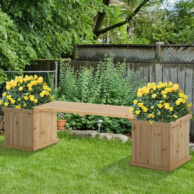 hochbeet-gartenbank-mit-2-pflanzkasten-holz-sitzbank-mit-blumenkasten-garten-holzbank-parkbank-natur-176x38x40cm