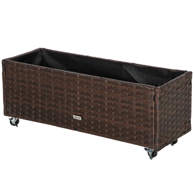 hochbeet-poly-rattan-mit-rollen-pflanzkasten-mit-abflussloechern-blumenkasten-blumenkuebel-kaffee-braun-94-5x31x36cm