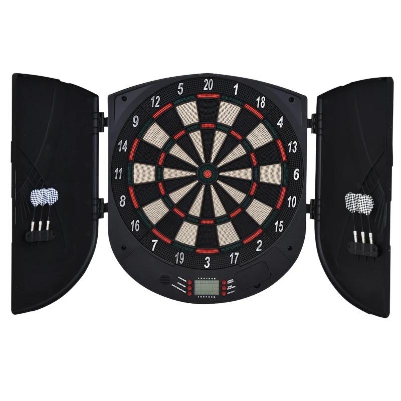 elektronische-dartscheibe-mit-tuer-soundeffekte-dartboard-dart-set-mit-automatische-wertung-6-darts-schwarz-26-spiele-und-185-trefferoptionen-fuer-8-spieler-50x44x4-4cm